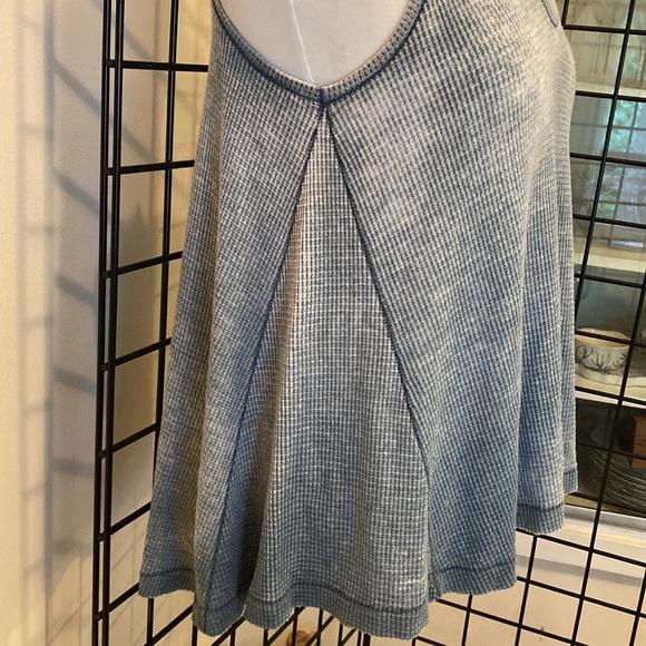 We The Free Teal Distress Washed Light Waffle A-Line Tank Oversized Womens Sz M - Picture 4 of 6